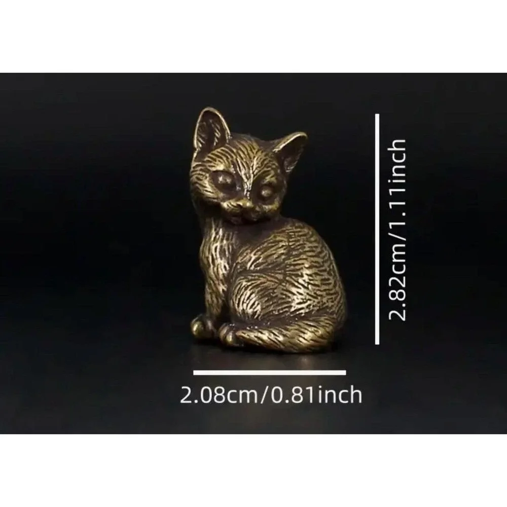Brass Cat Figurine Looking over‎ Shoulder Sculpture Collectible Sitting New